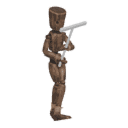 Walks diagonally - back-left, with a pickaxe