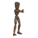 Walks diagonally - back-left, with a pistol