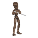 Walks diagonally - back-left, with a rifle