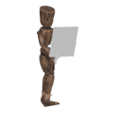 Walks diagonally - back-left, with a sword and shield