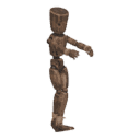 Walks diagonally - back-left, zombie-like