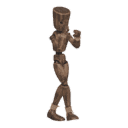 Walks diagonally - back-right, fists up