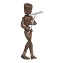 Walks diagonally - back-right, with a pickaxe