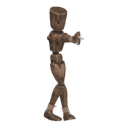Walks diagonally - back-right, with a pistol