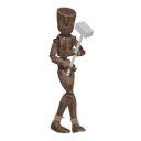 Walks diagonally - back-right, with a two-handed weapon