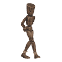 Walks diagonally - forward-left, with hands tied