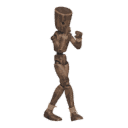Walks diagonally - forward-left, fists up