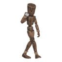 Walks diagonally - forward-left, with a grenade