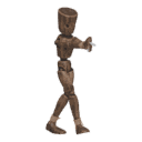 Walks diagonally - forward-left, with a pistol