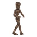 Walks diagonally - forward-left, sneaking