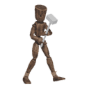 Walks diagonally - forward-left, with a two-handed weapon