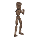 Walks diagonally - forward-right, fists up