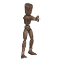 Walks diagonally - forward-right, with a pistol