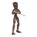 Walks diagonally - forward-right, with a rifle