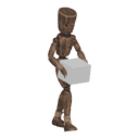 Starts walking - with a box