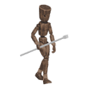 Starts walking - with a staff