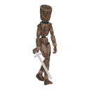 Starts walking - with a sword
