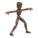 Holds warrior pose